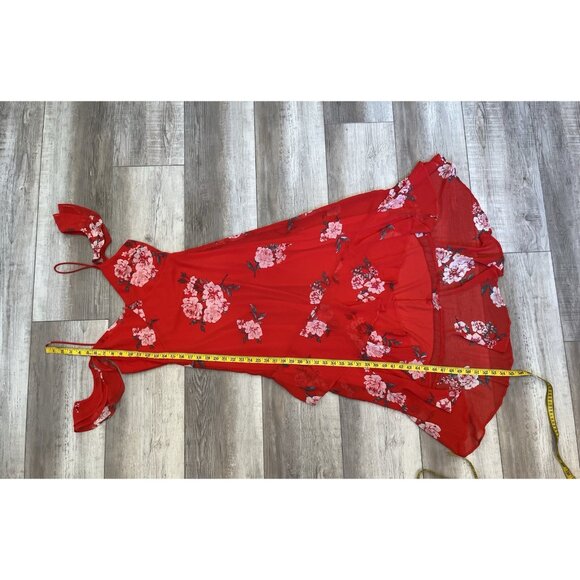 Speechless‎ Red Floral Midi Dress NWT Sz M, High-low Hem, Ruffles, Fairy - Picture 11 of 12